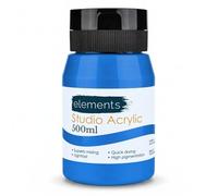 Elements 500 ml Studio Acrylic Paint Tub - Quick-Drying Paint for Canvas, Wood, Glass, and More - Low-Odour Highly Pigmented Vibrant Acrylic Paints - Cobalt Blue