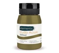 Elements 500 ml Studio Acrylic Paint Tub - Quick-Drying Paint for Canvas, Wood, Glass, and More - Low-Odour Highly Pigmented Vibrant Acrylic Paints - Metallic Bronze