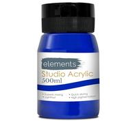 Elements 500 ml Studio Acrylic Paint Tub - Quick-Drying Paint for Canvas, Wood, Glass & More - Low-Odour Highly Pigmented Vibrant Acrylic Paints - Ultramarine