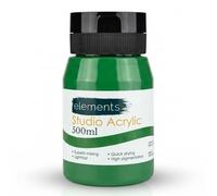 Elements 500 ml Studio Acrylic Paint Tub - Quick-Drying Paint for Canvas, Wood, Glass & More - Low-Odour Highly Pigmented Vibrant Acrylic Paints - Grass Green