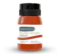 Elements 500 ml Studio Acrylic Paint Tub - Quick-Drying Paint for Canvas, Wood, Glass & More - Low-Odour Highly Pigmented Vibrant Acrylic Paints - Burnt Sienna