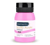 Elements 500ml Acrylic Paint 500 ml Tub - Quick Drying Acrylic Paints with High Pigment and Vibrant Colour Pigment Pink