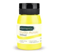 Elements 500ml Acrylic Paint 500 ml Tub - Quick Drying Acrylic Paints with High Pigment and Vibrant Colour Pigment | Neon Yellow