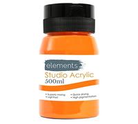 Elements 500ml Acrylic Paint 500 ml Tub - Quick Drying Acrylic Paints with High Pigment and Vibrant Colour Pigment Cadmium Orange