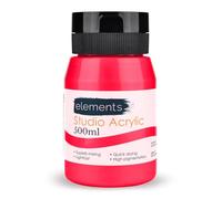 Elements 500ml Acrylic Paint 500 ml Tub - Quick Drying Acrylic Paints with High Pigment and Vibrant Colour Pigment | Neon Pink