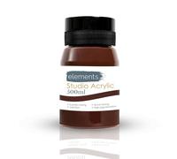 Elements 500ml Acrylic Paint 500 ml Tub - Quick Drying Acrylic Paints with High Pigment and Vibrant Colour Pigment Burnt Umber
