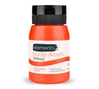 Elements 500ml Acrylic Paint 500 ml Tub - Quick Drying Acrylic Paints with High Pigment and Vibrant Colour Pigment | Neon Orange