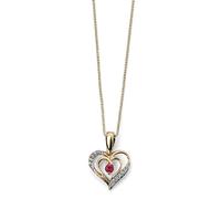 Elements 9ct Ruby & Diamond Heart Pendant