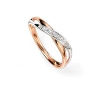 Elements 9ct White And Rose Gold Diamond Twist Ring GR447 / Size 54
