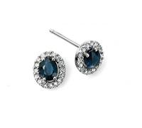 Elements 9ct White Gold Blue Sapphire And Diamond Cluster