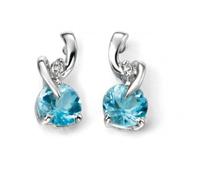 Elements 9ct White Gold Blue Topaz And Diamond Earring GE994T -