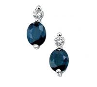Elements 9ct White Gold Diamond Sapphire Earrings GE753LZ475 -