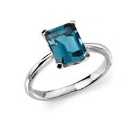 Elements 9ct White Gold London Blue Topaz Ring GR504T / Size 58