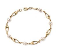 Elements 9ct Yellow Gold Link Bracelet With White Freshwater