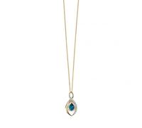 Elements 9ct Yellow Gold Twist Pendant With London Blue Topaz Teardrop GP991T