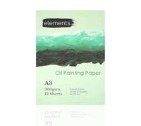 Elements A3 Oil Paint Sketchbook - Canvas Grain Textured Paper, Archival Quality No Acid Pages, Durable Hardcover Sketchbook Designed for Oil and Acrylic Techniques, White Paper, 12 Sheets, A3