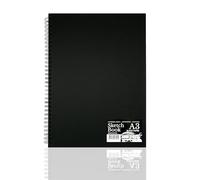 Elements A3 Wire-O Black Sheets Sketch Book, Hard Cover - 200gsm Cartridge Paper, 50 Perforated Sheets, Black Drawing Paper for Mixed Media Art and Professional Artwork, Ideal for A3 Card Projects