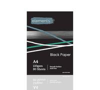 Elements A4 Black Paper Sketch Pad - 150gsm Black A4 Paper, Ideal for Creatives & Artists, Smooth Surface for Mixed Media Techniques, Suitable for Pastels, Graphite, Markers & Crafting - 30 Sheets