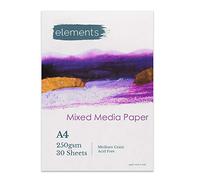 Elements A4 Mixed Media Book Glue Bound Artist Paper Pads, Cold Pressed (250gsm), Acid-Free, 30 Sheets for Painting, Drawing, Sketching - A4