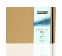 Elements A4 Watercolour Book - 32 Sheets (64 Sides) of 200 GSM Watercolour Paper | Hardback Cover - Ideal for Watercolours, Mixed Media, Sketching, Various Art Projects & Painting, A4 Size