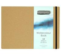 Elements A4 Watercolour Book | 32 Sheets (64 Sides) of Cold Pressed 200 GSM Paper | Hardback Cover - Ideal for Watercolours & Mixed Media