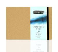 Elements A5 Watercolour Book - 32 Sheets (64 Sides) of 200 GSM Watercolour Paper | Hardback Cover - Ideal for Watercolours, Mixed Media, Sketching, Various Art Projects & Painting, A5 Size