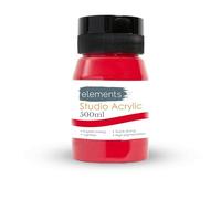 Elements Acrylic Paint 500ml, Crimson - High Pigmentation, Quick Drying, Lightfast & Rich Texture, Effortless Application for Arts and Crafts, Painting on Canvas, Cardboard, Wood, Glass & More