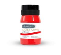 Elements Cadmium Red Acrylic Paint 500ml - Quick Drying, High Pigment & Vibrant Colour for Artists - Versatile Uses, Works on Canvas, Wood, Plastic, Metal & More