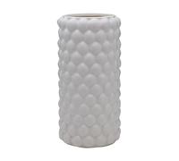 Elements Ceramic Textured Dot Vase, for Use with Dried or Faux Flowers and Greenery, 5.71x5.71x11.81 Inch, White