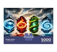 Elements Fire Ice 1000pc Classic Jigsaw Puzzle Balance Power Jigsaw Puzzle Bundle Extra-Thick Cardboard Collector Mind Relaxation Travel Office Break Holiday 38x26cm/1000pcs