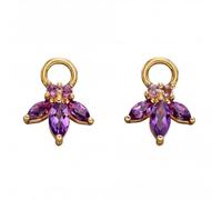 Elements Gold 9ct Amethyst Flower Navette Component Yellow Gold Earrings - 9 ct Gold / Stone