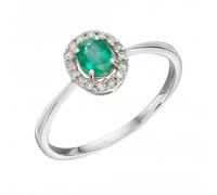 Elements Gold 9ct Cluster Emerald White Gold Ring - Distinctive Detail | - Size 54 - 9 ct Gold