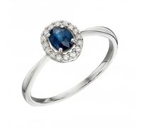 Elements Gold 9ct Cluster Sapphire White Gold Ring - Size 54 - 9 ct Gold