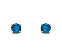 Elements Gold 9ct December London Blue Topaz 4mm Stud Earrings GE2337 - 9 ct Gold