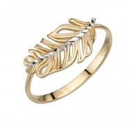 Elements Gold 9ct Feather Yellow And White Gold Ring - Bold Statement | Acotis - Size 58 - 9 ct Gold