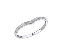 Elements Gold 9ct Gold Rhodium Plated Diamond Ring GR630 - Bold Statement | - Size 56 - 9ct Gold / Rhodium Plated / Diamond