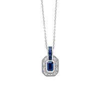 Elements Gold 9ct Gold Rhodium Plated Sapphire Necklace GN403L - Contemporary - 9ct Gold / Rhodium Plated / Sapphire
