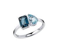Elements Gold 9ct Gold Rhodium Plated Topaz Ring GR631 - Polished Quality | - Size 54 - 9ct Gold / Rhodium Plated / Topaz