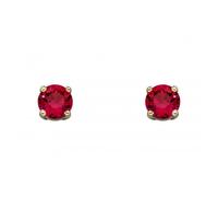 Elements Gold 9ct July Created Ruby 4mm Stud Earrings GE2332 - Signature - 9 ct Gold