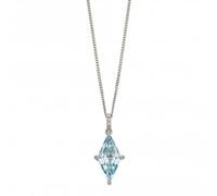 Elements Gold 9ct Kite Shape Blue Topaz White Gold Pendant GP2241T - Elegant - 9 ct Gold / Rhodium Plated / Stone