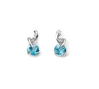 Elements Gold 9ct White Gold Earrings with Blue Topaz and Diamond