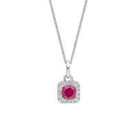 Elements Gold 9ct White Gold Red Ruby and Diamond Pendant GP2388R - 9ct Gold / Rhodium Plated / Ruby / Diamond