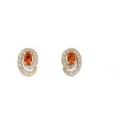Elements Gold 9ct Yellow Gold Diamond & Fire Opal Earrings GE2316R - Refined - 9 ct Gold / Stone / Rhodium Plated