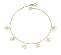 Elements Gold 9ct Yellow Gold Heart and Flower Charm Bracelet GB508 - 9ct Gold