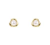 9ct Yellow Gold Freshwater Pearl Petal Setting Stud Earrings GE2499W