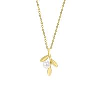 9ct Yellow Gold Freshwater Pearl Triple Leaf Necklace GN417W