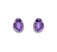 Elements Gold Amethyst Irregular Stone Yellow Gold Stud Earrings GE2273M - - Gold / Rhodium Plated / Diamond / Stine