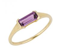 Elements Gold Elongated Purple Amethyst 9ct Yellow Gold Ring GR619M - Size 54 - Yellow Gold / 9ct Gold / Purple Amethyst