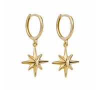 Elements Gold GE1005 Star Burst Charm Hoop Earrings