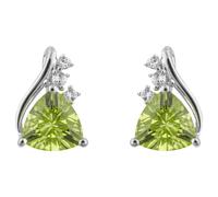 Elements Gold Trillion Peridot White Topaz 9ct White Gold Stud EarringsGE1015G - White Gold / 9ct Gold / Peridot